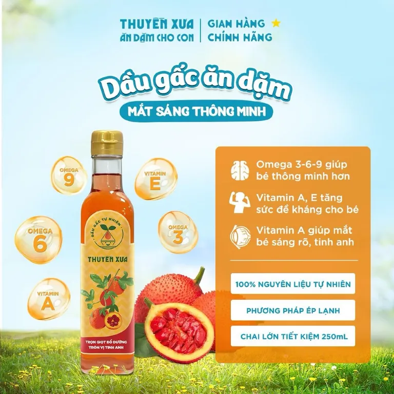 Dầu Gấc Tự Nhiên Thuyền Xưa Ăn Dặm Cho Con 65ml/250ml