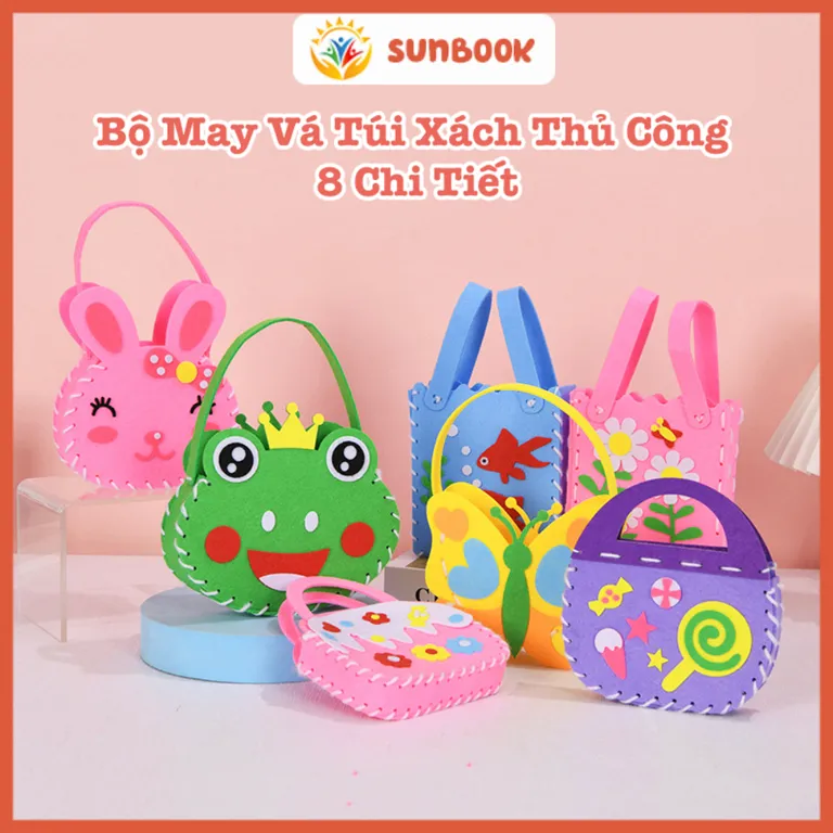 Bộ Dụng Cụ May Vá Túi Xách Thủ Công 8 Chi Tiết Cho Bé Kèm Kim Khâu Và Chỉ, Bộ Đồ Chơi May Vá Cho Bé Túi Xách