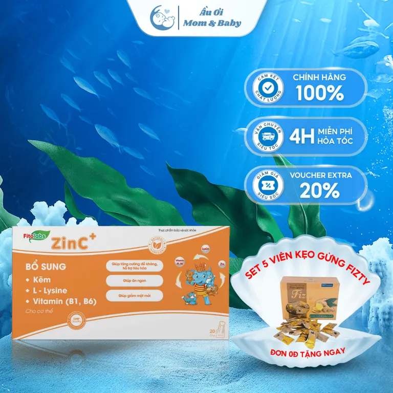 [CHÍNH HÃNG]Thực Phẩm Bổ Sung Kẽm Fitolabs ZinC Giúp Bé Ăn Ngon, Tăng Sức Đề Kháng,Tiêu Hóa Tốt, Tăng Hấp Thu Hộp 20 Ống
