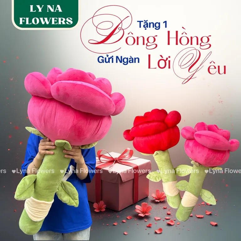 Hoa Hồng Gấu Bông Khổng Lồ 80cm, Hoa Hồng Nhồi Bông Quà Tặng Người Yêu, Bạn Gái Dịp 8/3, Sinh Nhật…