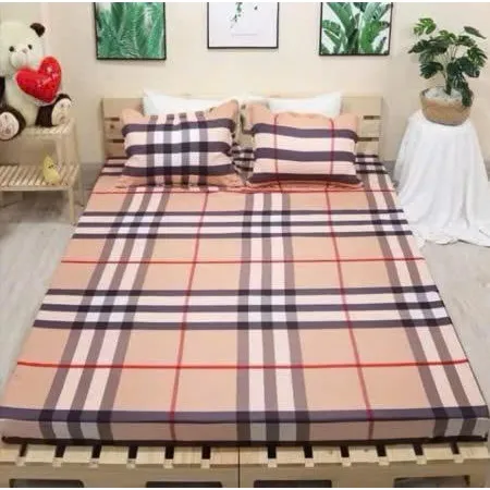 Bộ Ga Gối 3 Món Cotton Poly – Nhiều Mẫu Mới, Bọc Đệm 2–10cm, Không Kèm Chăn, Mẫu Kẻ Bbr