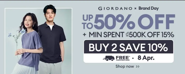 Lazada Giordano Day 24/4 – Thời Trang Casual Chính Hãng Giảm Giá