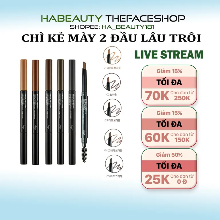 Chì kẻ mày chống trôi trang điểm chân mày lông mày The Face Shop fmgt Brow Lasting Proof Pencil Ex 0.2g