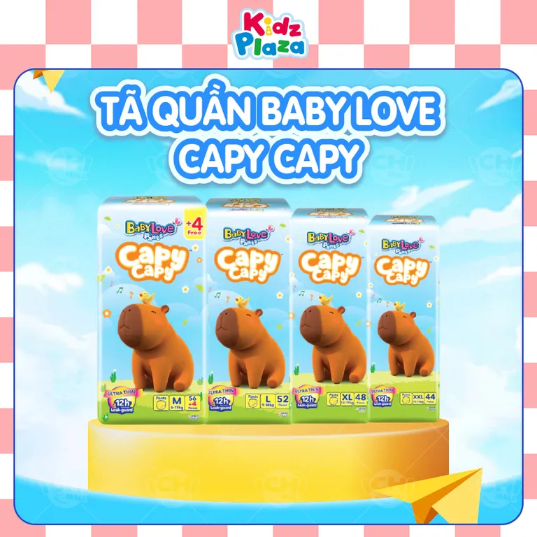 Tã quần Baby Love Capy - Bỉm quần thiết kế chữ T, chống tràn, khô thoáng đủ size cho bé từ 6kg đến 35kg