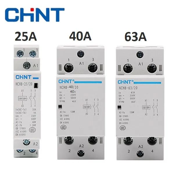 Khởi động từ 1 pha 220V CHINT NCH8 25A 40A 63A công tắc tơ contactor