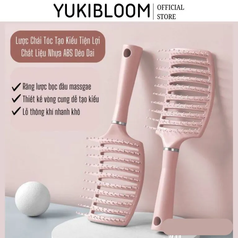 Lược Chải Tóc Gỡ Rối Đệm Khí Mát Xa Da Đầu Lược Tạo Kiểu Tóc Xoăn Dài Đặc Biệt Cho Nữ Tiện Lợi YUKIBLOOM
