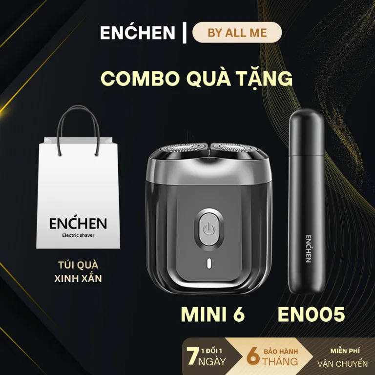 Máy cạo râu Enchen Mini 6 lưỡi dao kép mỏng, chống nước IPX7 - BH 6 tháng Hàng Chính hãng.
