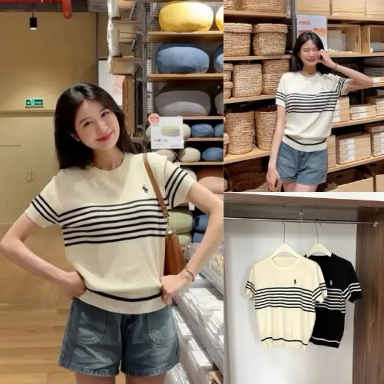 Áo len dệt kim cổ tròn thêu hình ngựa hàng QC NEW 2025 A010