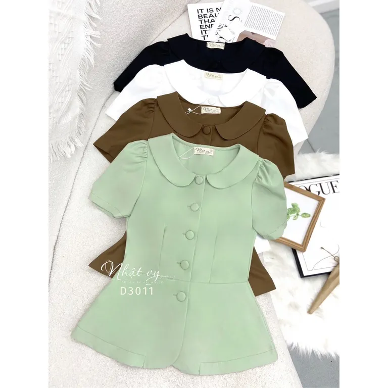 Áo peplum công sở bigsize Maihouse cổ sen tay phồng chất liệu lụa phù hợp đi làm dự tiệc dạo phố - D3011