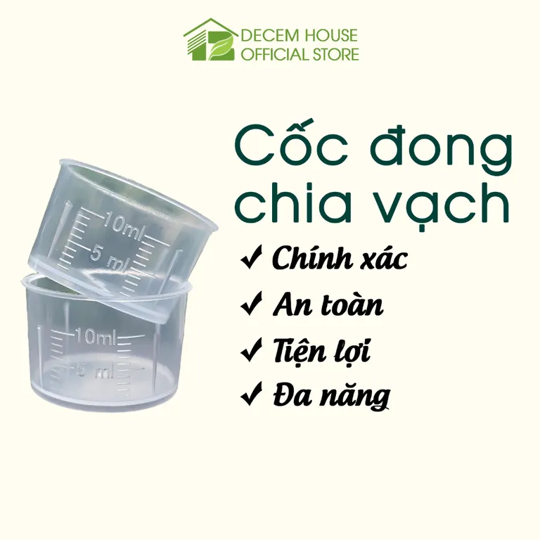 Cốc đong dầu neem có chia vạch chính xác 5ml/10ml/20ml. Đong dầu neem hữu cơ phun trị trĩ, rệp, nhện cho cây trồng