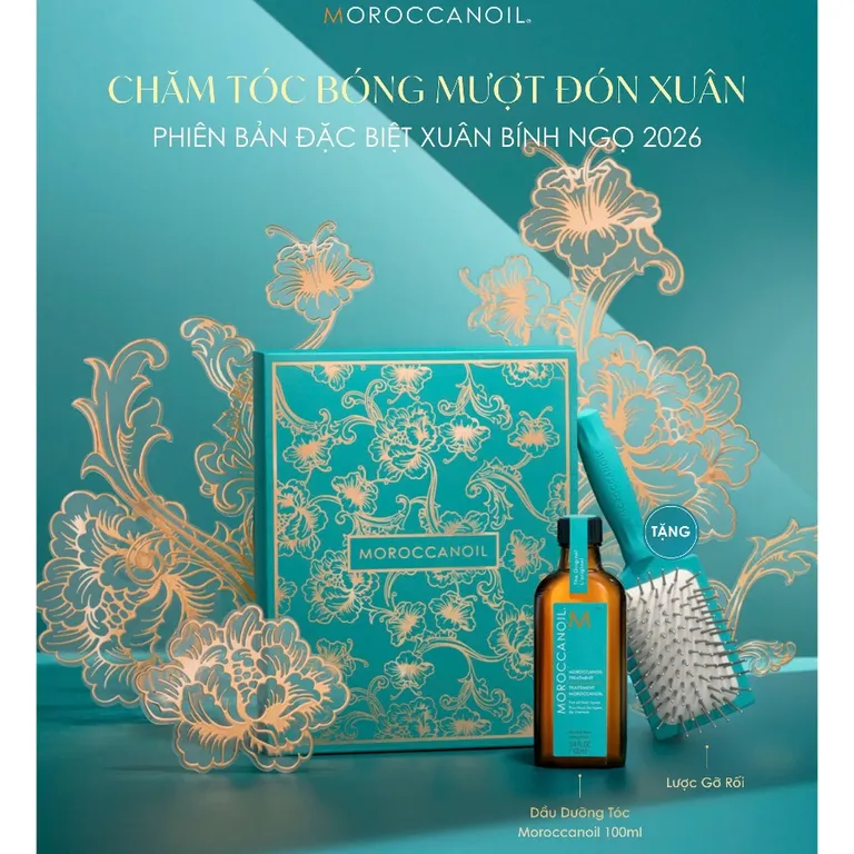Phiên bản giới hạn - Dầu dưỡng tóc Moroccanoil 100ml - lược gỡ rối - quà tết 2026
