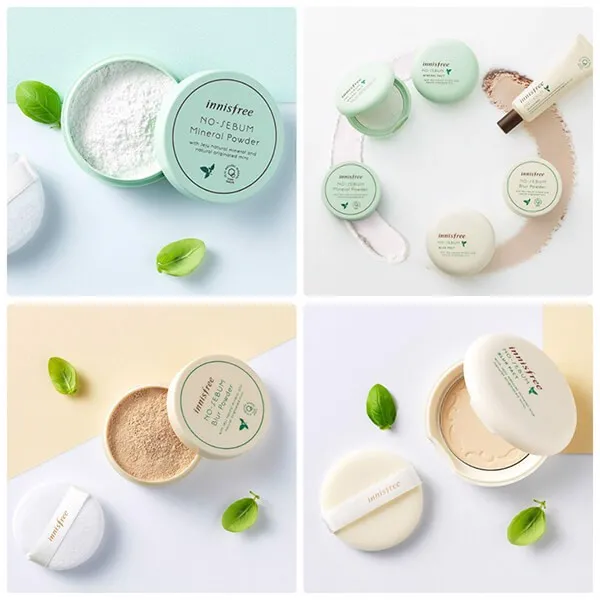 Phấn phủ Innisfree giúp lớp nền mịn lì và khô thoáng