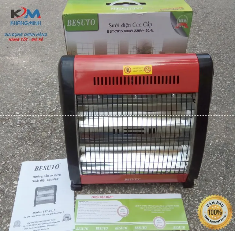 Máy sưởi Halogen 2 bóng Besuto nhỏ gọn, tiện lợi