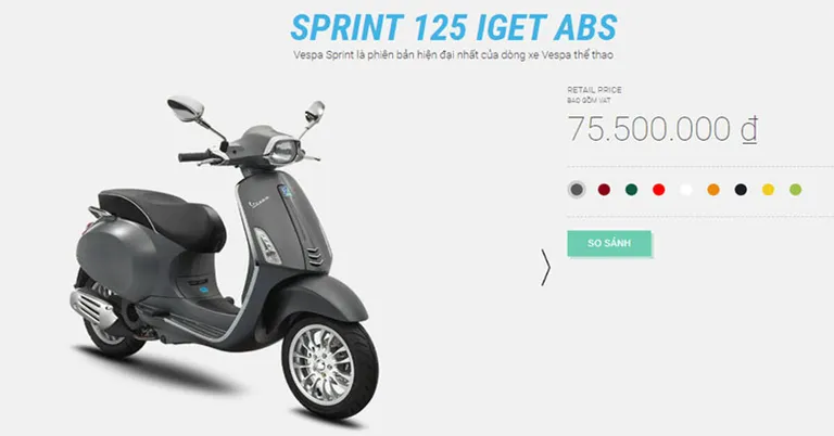 Xe máy Vespa Sprint có những màu sắc nào?