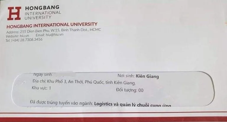 Giấy báo trúng tuyển sẽ được gửi đến tận nhà của thí sinh qua đường bưu điện