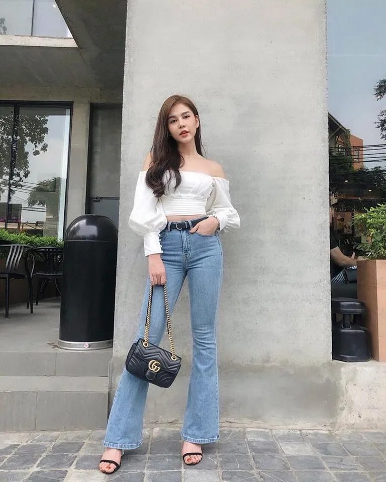 Quần ống rộng mix áo croptop