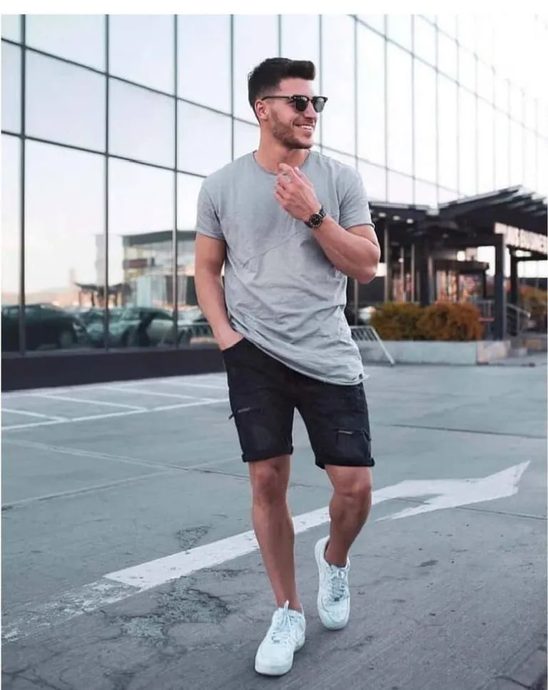 Mix quần short nam với áo thun