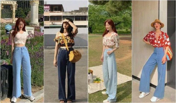 Hình 1: Cách phối đồ với quần ống rộng